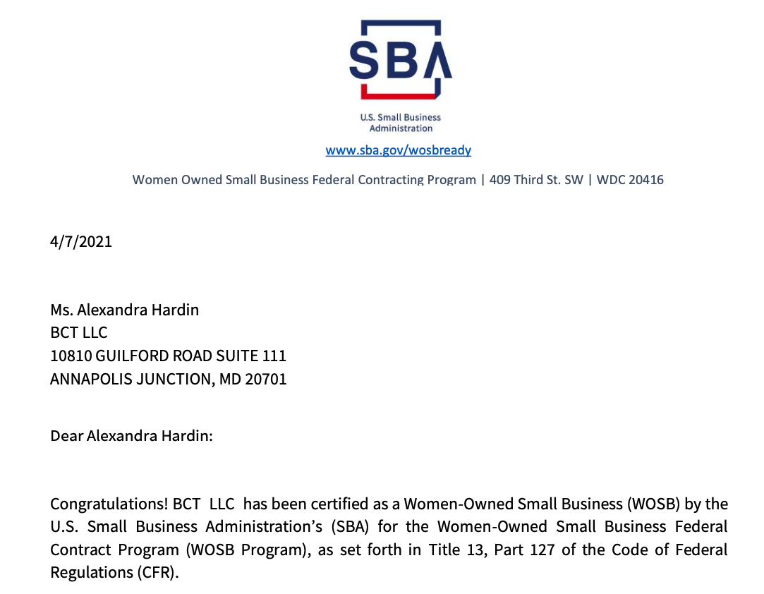 Letter SBA