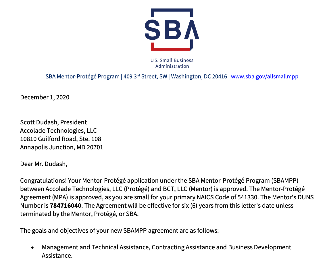 Letter SBA